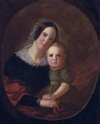 George Caleb Bingham Mrs George Caleb Bingham (Sarah Elizabeth Hutchison) and son, Newton oil painting